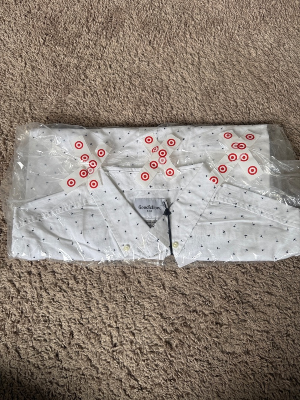 Goodfellow & Co White Shirt with Navy Micro Motif